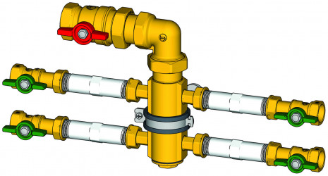 GE550-3 - Sestava pro sanitární vodu pro 4 odběrná místa